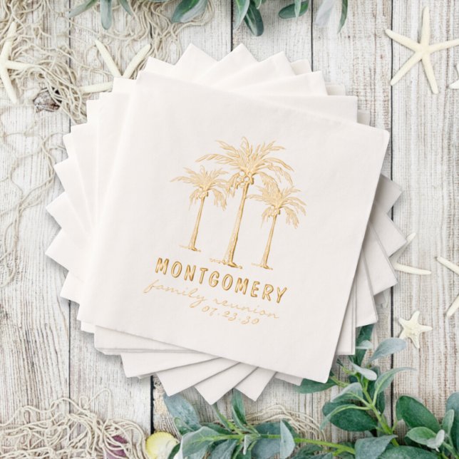 Tropical Palm Trees Custom Family Reunion Foil Napkins (Tropical Palm Trees Custom Family Reunion Foil Napkins)