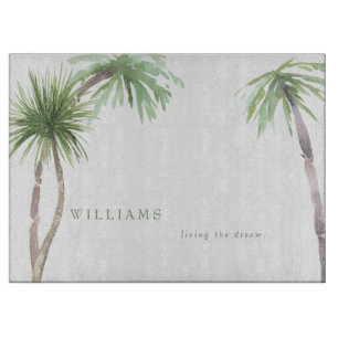Tropical Palm Trees Custom Living the Dream Cutting Board