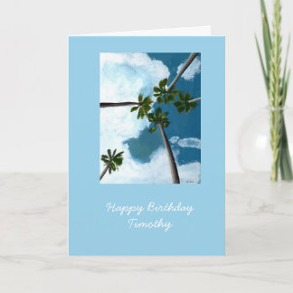Tropical Palm Trees customisable birthday card