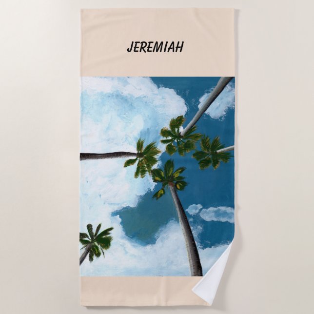 Tropical Palm Trees customizable Beach Towel (Front)