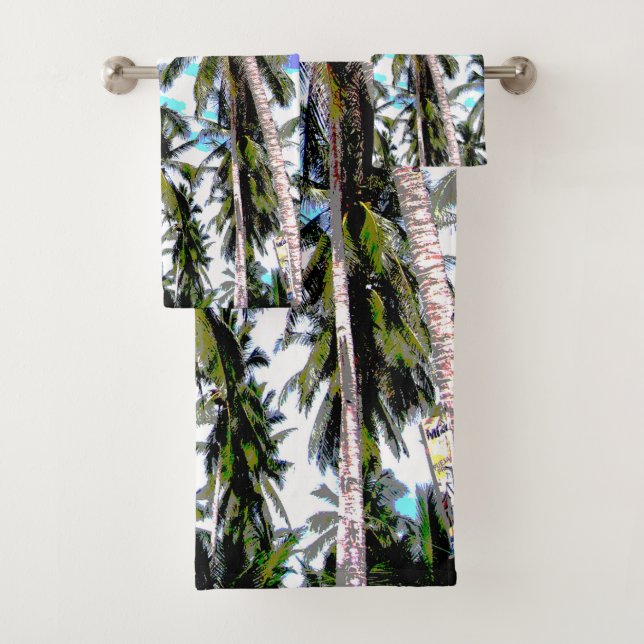 Tropical Palm Trees Design. Bath Towel Set (Insitu)