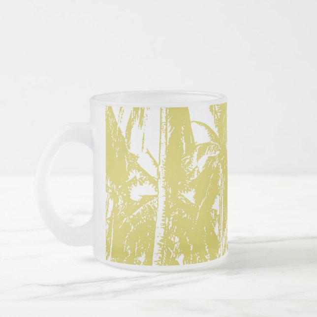 Tropical Palm Trees Design Frosted Glass Coffee Mug (Left)