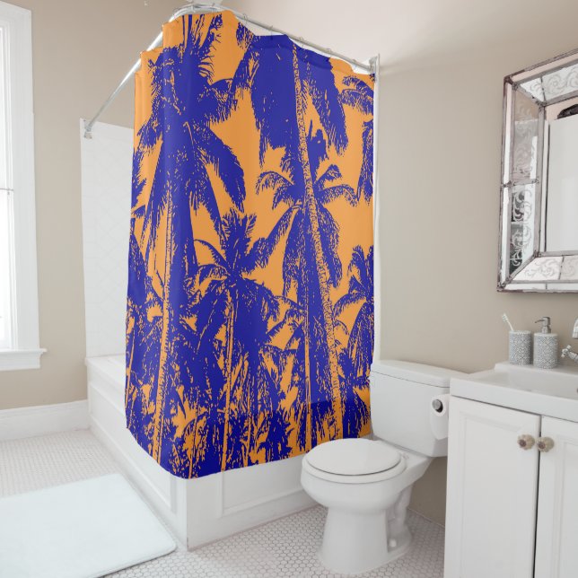 Tropical Palm Trees Design Shower Curtain (In Situ)