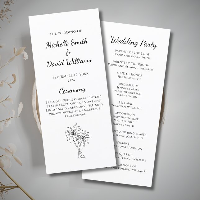 Tropical Palm Trees Destination Wedding Ceremony   Programme (Creator Uploaded)