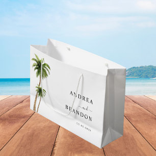 Tropical Palm Trees Destination Wedding Guests Large Gift Bag