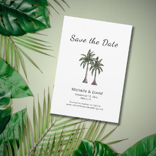 Tropical Palm Trees Drawing Destination Wedding Save The Date