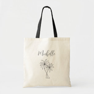 Tropical Palm Trees Drawing Foliage Botanical  Tote Bag