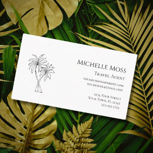 Tropical Palm Trees Drawing Simple Botanical  Business Card