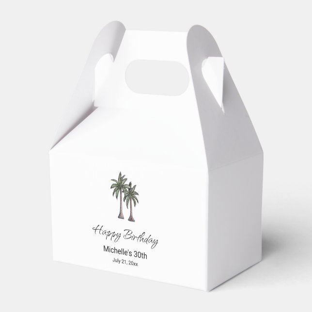 Tropical Palm Trees Elegant 30th Birthday Party Favour Box (Front Side)