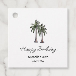 Tropical Palm Trees Elegant 30th Birthday Party Favour Tags