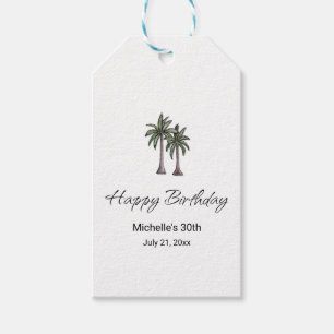 Tropical Palm Trees Elegant 30th Birthday Party Gift Tags