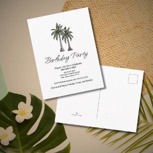 Tropical Palm Trees Elegant 30th Birthday Party Invitation Postcard