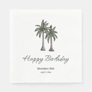 Tropical Palm Trees Elegant 30th Birthday Party Napkin