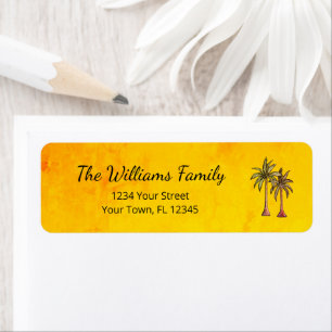 Tropical Palm Trees Elegant Gold Return Address