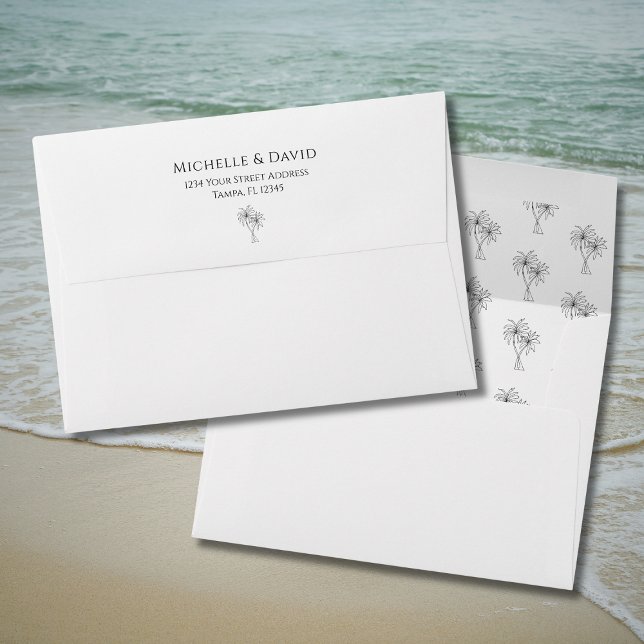 Tropical Palm Trees Elegant Return Address Wedding Envelope (Creator Uploaded)