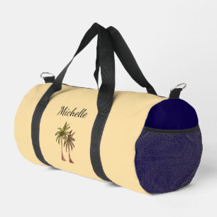 Tropical Palm Trees Elegant Script Yellow Beach  Duffle Bag