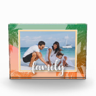Tropical Palm Trees FAMILY Script Photo Block