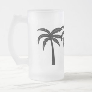 Tropical Palm Trees Frosted Glass Beer Mug