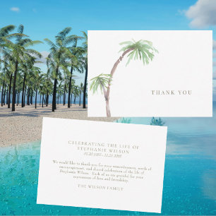 Tropical Palm Trees Funeral Bereavement Thank You Card