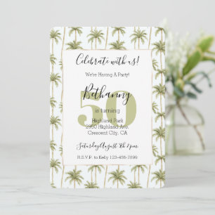 Tropical Palm Trees Green 50th Birthday Invitation