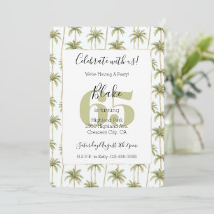 Tropical Palm Trees Green 65th Birthday Invitation