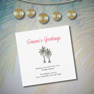 Tropical Palm Trees Illustration Beach Christmas  Holiday Card