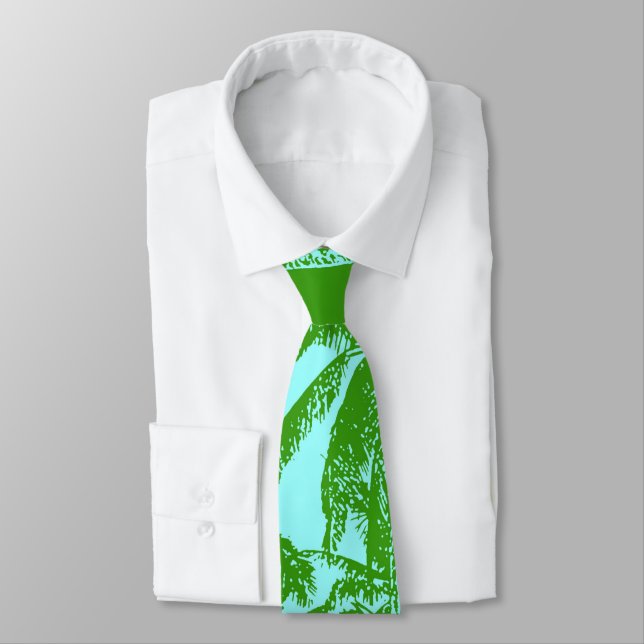 Tropical Palm Trees in a Posterised Design Tie (Tied)