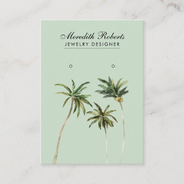 Tropical Palm Trees Jewellery Earring Display Card (Front)
