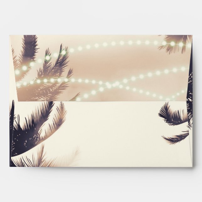 Tropical Palm Trees & Lights Cream Dream Invite Envelope (Back (Top Flap))