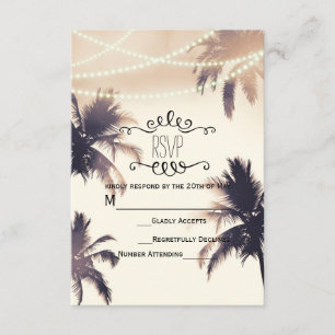 Tropical Palm Trees & Lights Cream Dream RSVP Card
