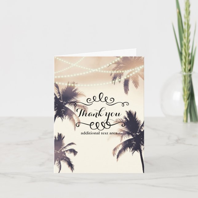 Tropical Palm Trees & Lights Cream Dream Thank You Card (Front)