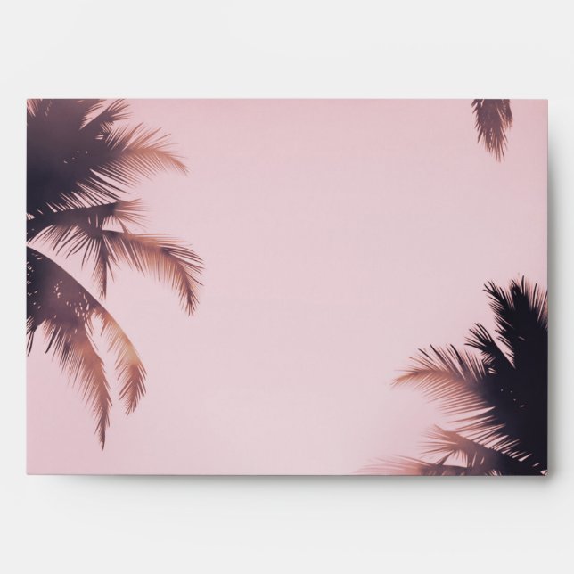 Tropical Palm Trees & Lights Pink Beachy Beach Envelope (Front)