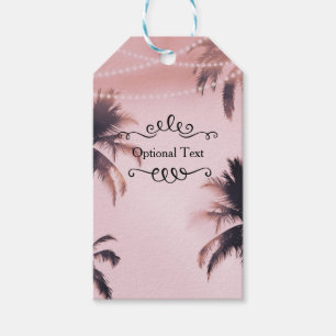 Tropical Palm Trees & Lights Pink Beachy Beach Gift Tags