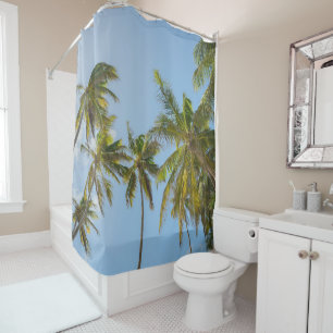 Tropical Palm Trees Low Angle View House Shower Curtain