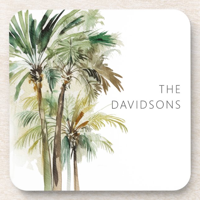 Tropical Palm Trees Modern Beach Coaster (Front)