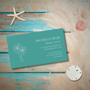 Tropical Palm Trees Modern Trendy Teal Business Card