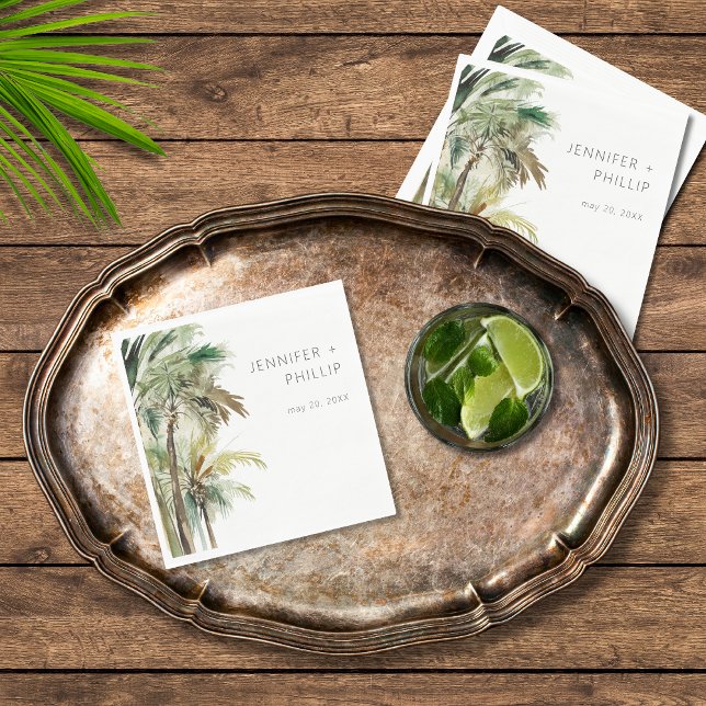 Tropical Palm Trees Modern Wedding Napkin (Creator Uploaded)