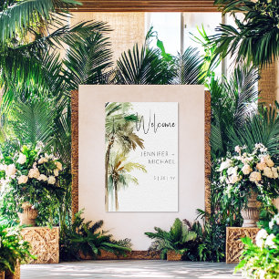 Tropical Palm Trees Modern Wedding Poster