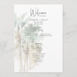 Tropical Palm Trees Modern Wedding Programme