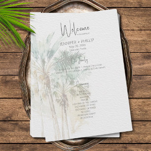 Tropical Palm Trees Modern Wedding Programme