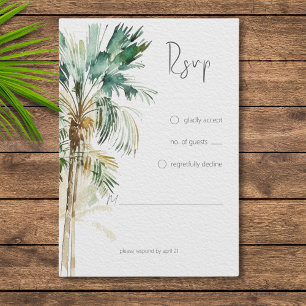 Tropical Palm Trees Modern Wedding RSVP Card