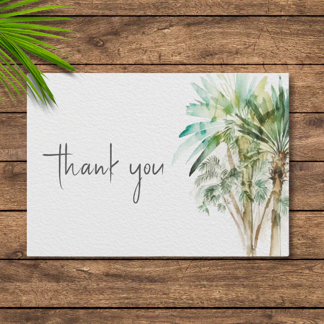 Tropical Palm Trees Modern Wedding Thank You Card | Zazzle