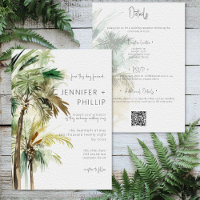 Tropical Palm Trees Modern Wedding Two Sided