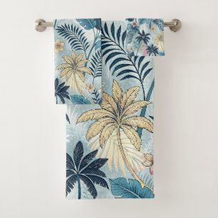 Tropical Palm Trees Monstera Beach Bath Towel Set