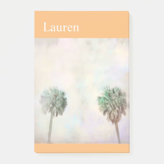 tropical palm trees nature art personalise custom post-it notes (Front)