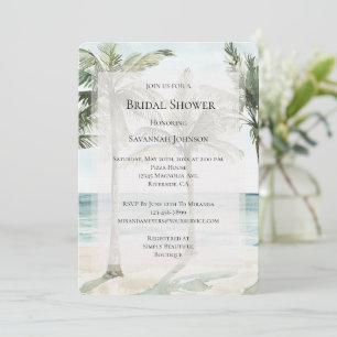 Tropical Palm Trees Ocean Beach Bridal Shower Invitation