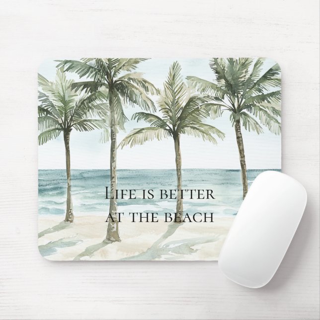 Tropical Palm Trees Ocean Beach  Mouse Mat (With Mouse)