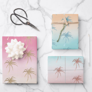 Tropical Palm Trees Ombre Wrapping Paper Sheet