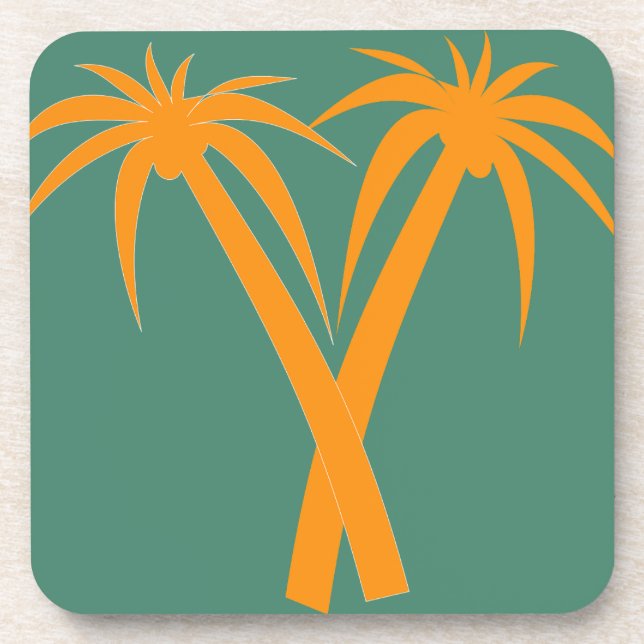 Tropical Palm Trees orange Summer Coaster (Front)