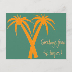 Tropical Palm Trees orange Summer Postcard